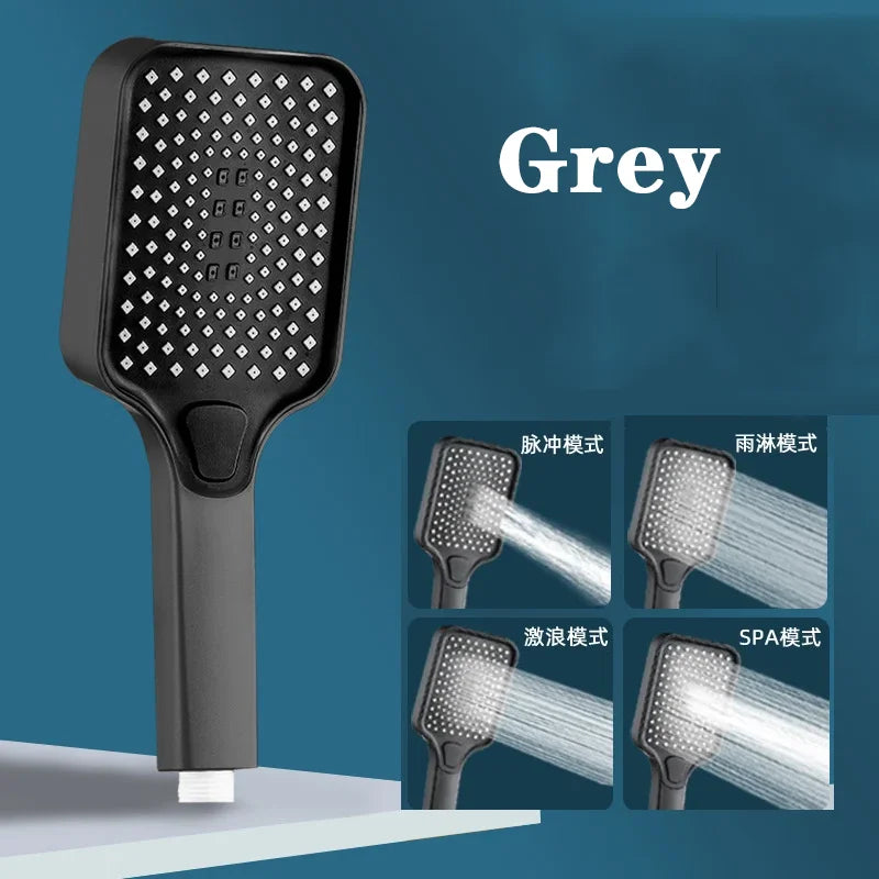 Pommeau de Douche Carré Haute Pression 4 Modes Noir