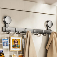Patère Salle de Bain à Ventouse sans Perçage, Rail Aluminium Gris