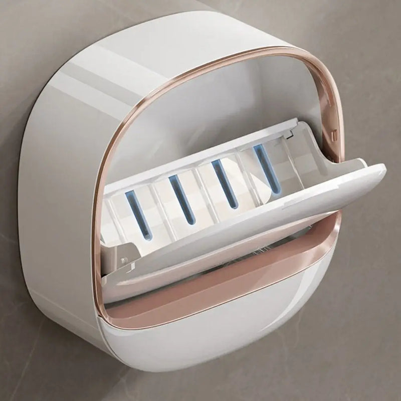Porte-Savon Mural à Couvercle et Drainage, Vert, Blanc ou Beige, 2 Formats