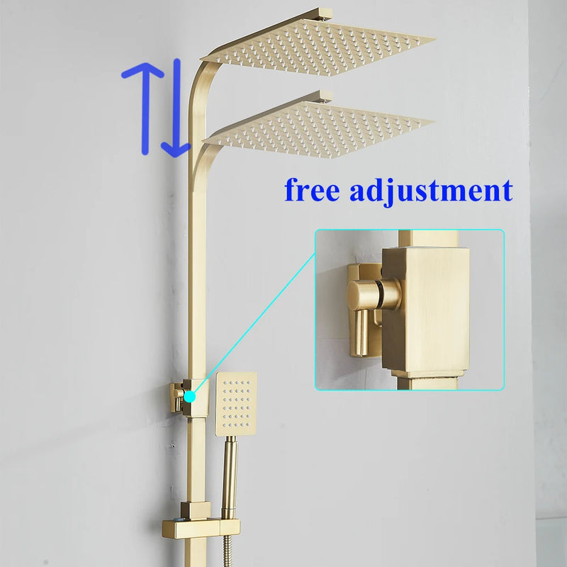Colonne de Douche Pluie Dorée avec Robinet de Baignoire 25 cm