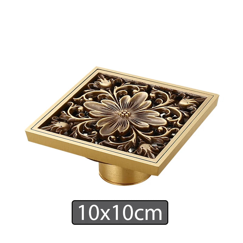 Bonde de Douche Carrée Laiton Multi Finitions 10 à 30 cm