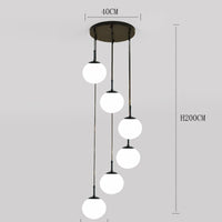 Suspension Cuisine Spirale Globes Blancs, Escalier ou Îlot, 3 à 25 Têtes