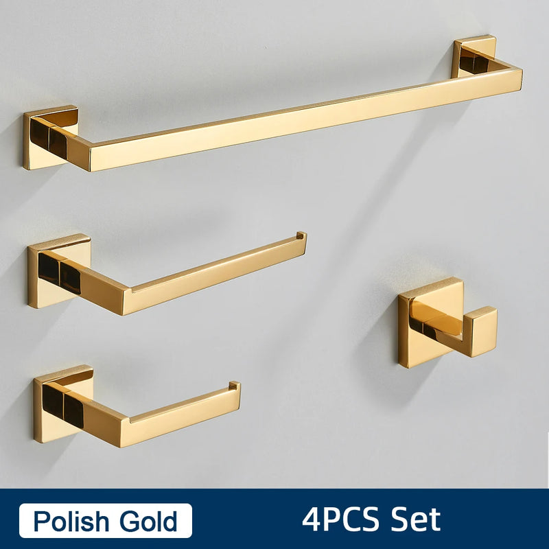 Ensemble Accessoires Salle de Bain Inox 4 Pièces