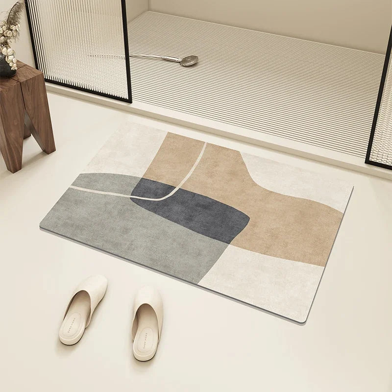 Tapis de Bain Diatomite Absorbant Antidérapant, 9 Modèles, Jusqu'à 160 x 230 cm