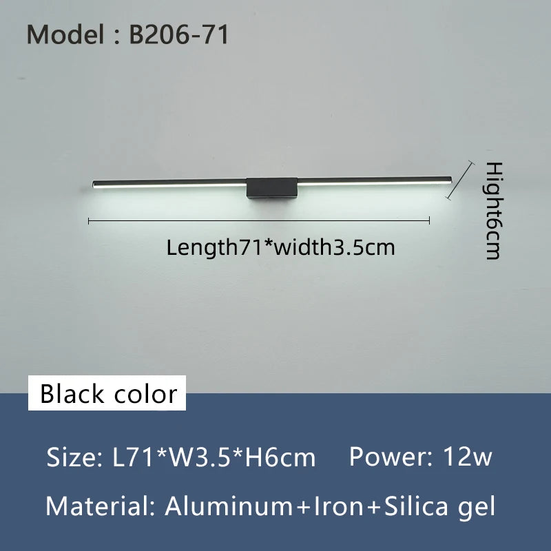 Réglette LED Miroir Salle de Bain Noire ou Dorée