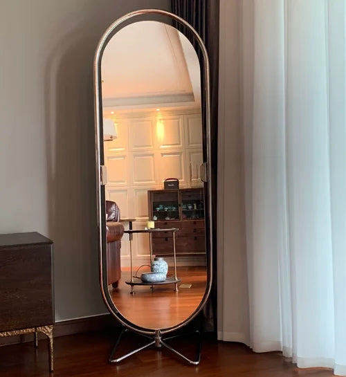 Miroir sur Pied Ovale Rotatif Inox 169 cm, 3 Articles à la Pièce