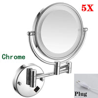 Miroir Grossissant Mural LED Double Face en Laiton 3x ou 5x