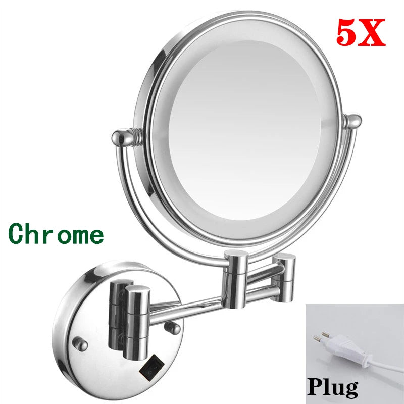 Miroir Grossissant Mural LED Double Face en Laiton 3x ou 5x