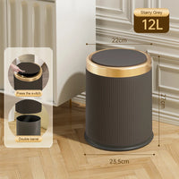 Poubelle Salle de Bain Ronde Seau Amovible 12 Litres