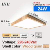 Plafonnier LED Carré Cuisine Effet Bois 18W ou 24W 3 Teintes Réglables