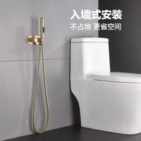 Douchette WC Murale Laiton, Mitigeur Eau Chaude et Froide, Flexible 1,5 m