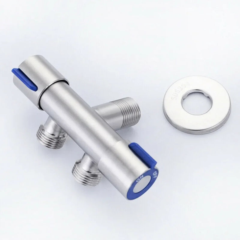 Déviateur Robinet d'Angle Inox 304 Brossé 1 Entrée 2 Sorties 11,8 cm
