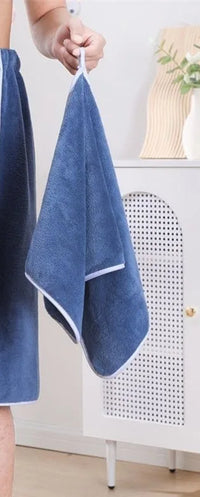 Serviette de Bain Jupe pour Homme à Poche, Microfibre Bleu ou Gris
