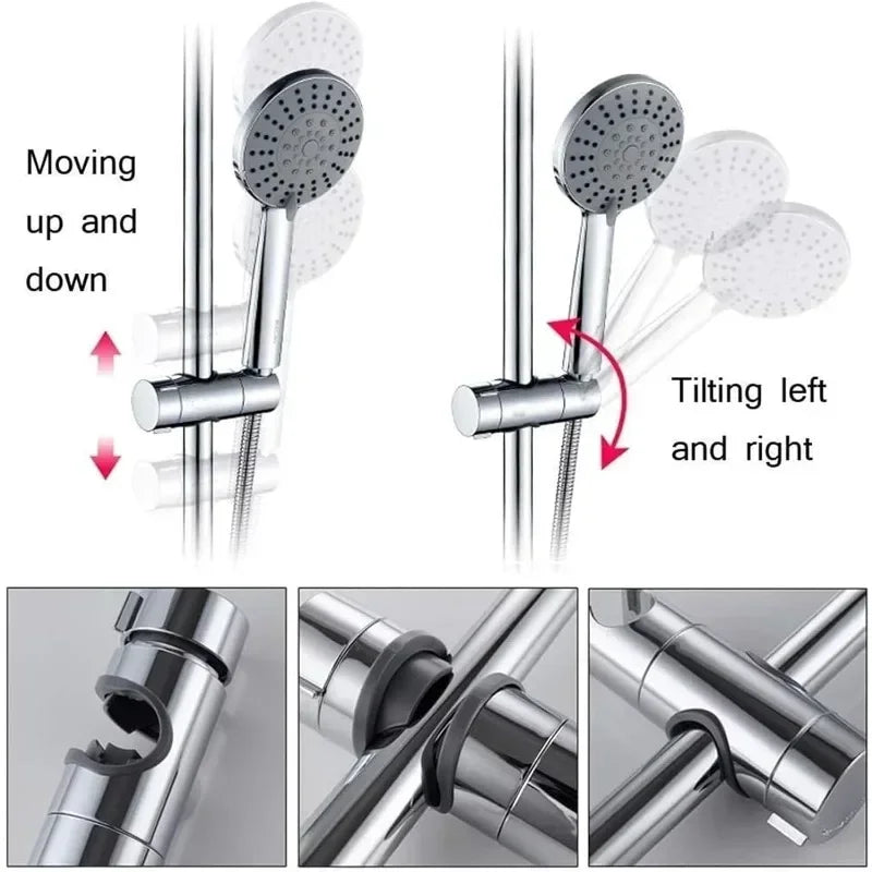 Support Douchette Coulissant ABS pour Barre 20-25 mm, 4 Finitions