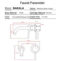 Robinet Mural Lavabo en Laiton, Bec Pivotant, 6 Finitions