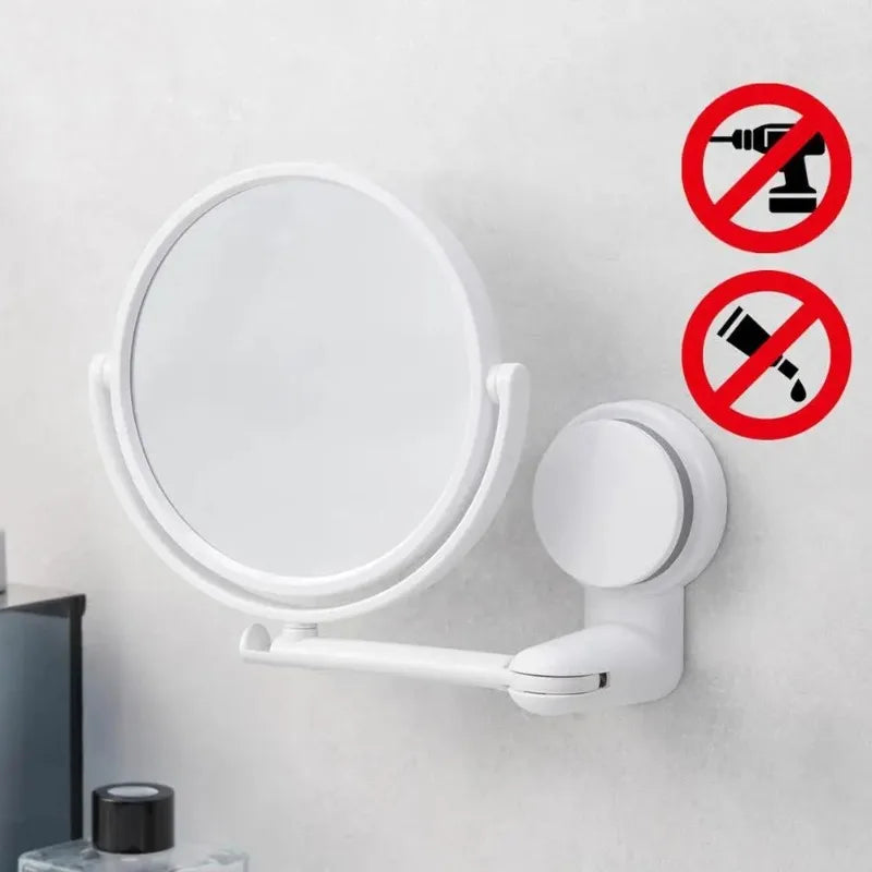 Miroir Salle de Bain Rond Pliant à Ventouse Blanc 15 cm