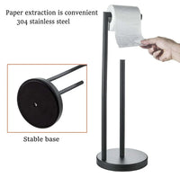 Porte-Papier Toilette sur Pied Inox 304 avec Réserve ou Brosse WC