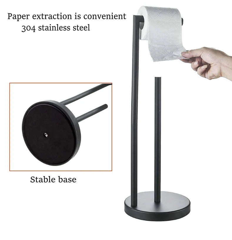 Porte-Papier Toilette sur Pied Inox 304 avec Réserve ou Brosse WC