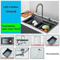 Évier de Cuisine Inox Cascade LED Affichage Digital 1 Bac