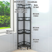Étagère d'Angle Salle de Bain Métal sur Pied, 2 à 4 Niveaux
