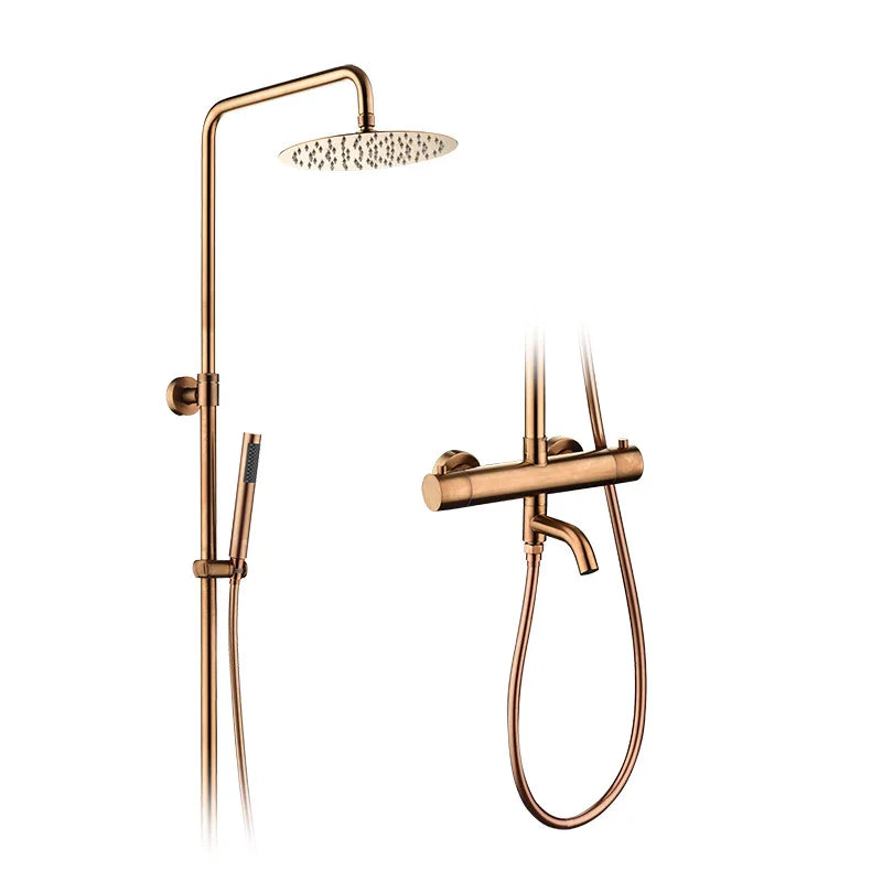 Colonne de Douche Thermostatique Ronde avec Bec de Baignoire, 6 Finitions