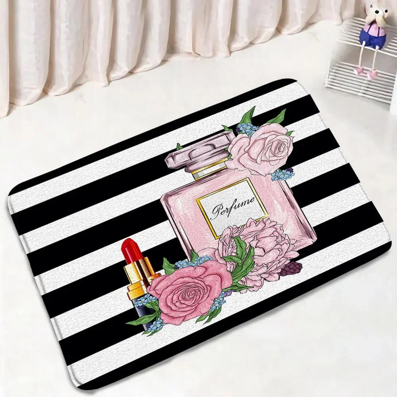 Rideau de Douche Flacon Parfum 180x180 cm et Tapis à la Pièce