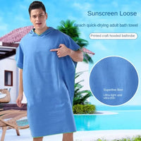 Peignoir Poncho de Bain Adulte à Capuche, Microfibre Séchage Rapide