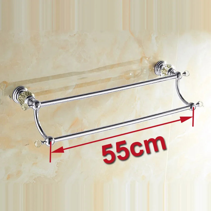 Accessoires Salle de Bain Chromé Cristal Frise Grecque à la Pièce, 17 Articles