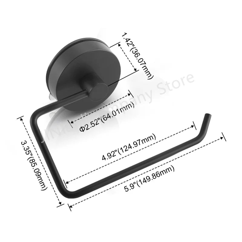Porte-Papier Toilette à Ventouse Inox Noir Mat ou Nickel Brossé, Sans Perçage