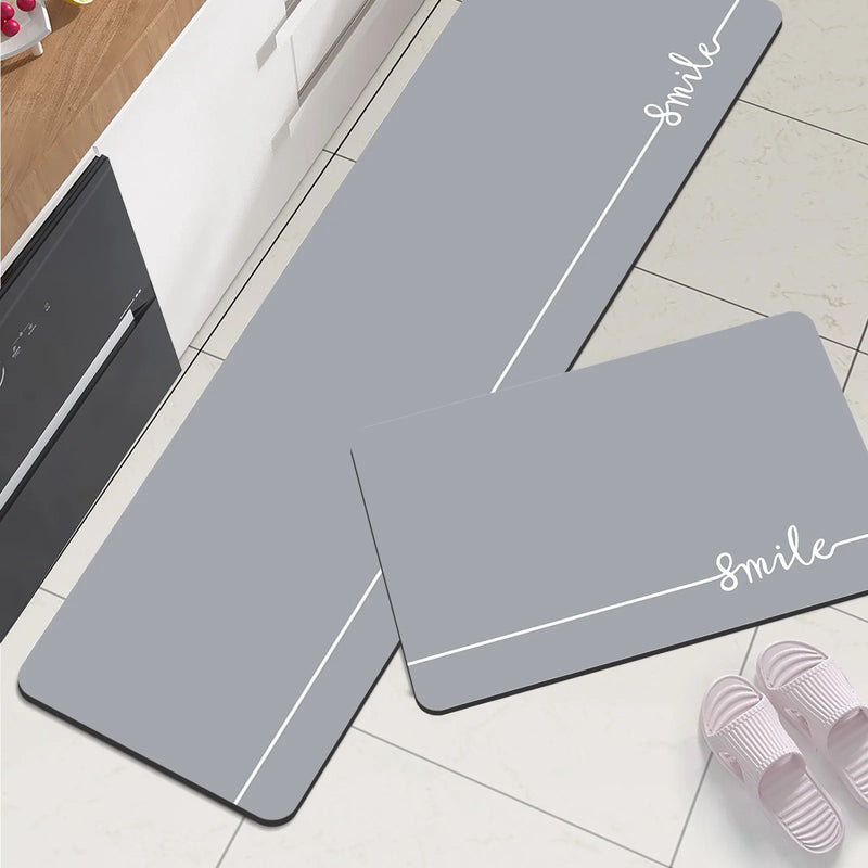 Tapis de Cuisine Antidérapant Absorbant, 4 Motifs, Gris ou Bleu Ardoise