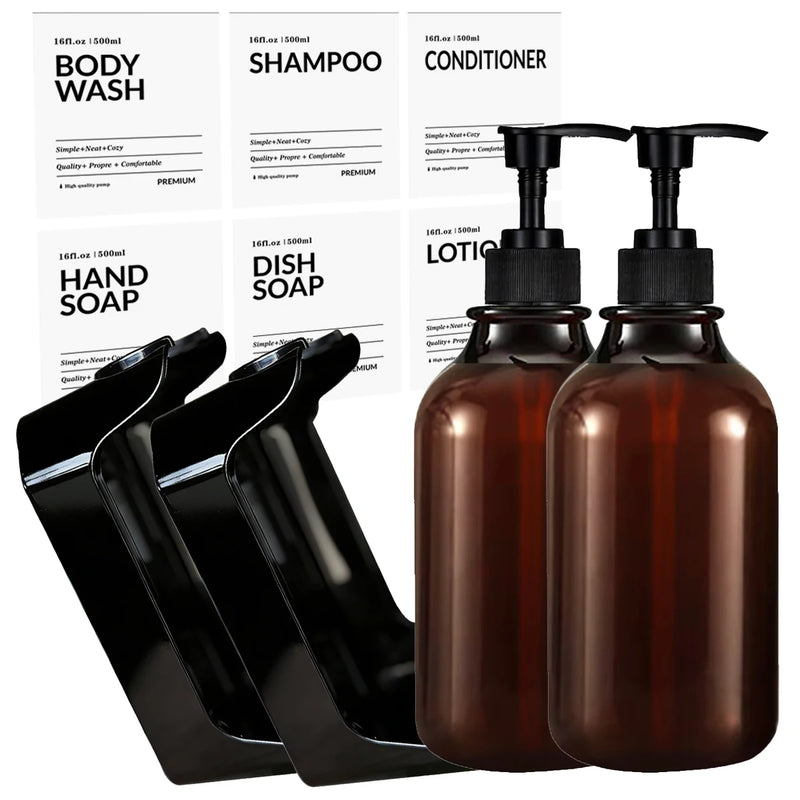 Distributeur de Savon Mural Douche Sans Perçage Lot de Flacons