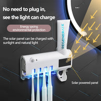Porte-Brosse à Dents Mural Solaire UV avec Distributeur de Dentifrice, 4 Places