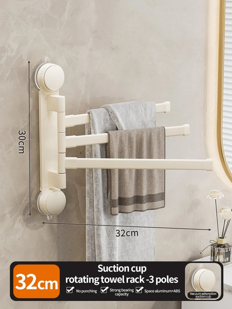 Porte-Serviette Rotatif Ventouse Pliable Aluminium