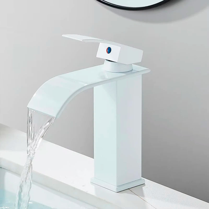 Mitigeur Lavabo Cascade Monotrou Inox 304, 7 Finitions, Modèle Bas ou Haut