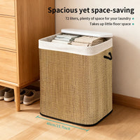 Grand Panier à Linge Bambou Tissé 72 L avec Couvercle