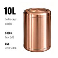 Poubelle de Salle de Bain Luxe Inox Double Couche 8 ou 10 Litres