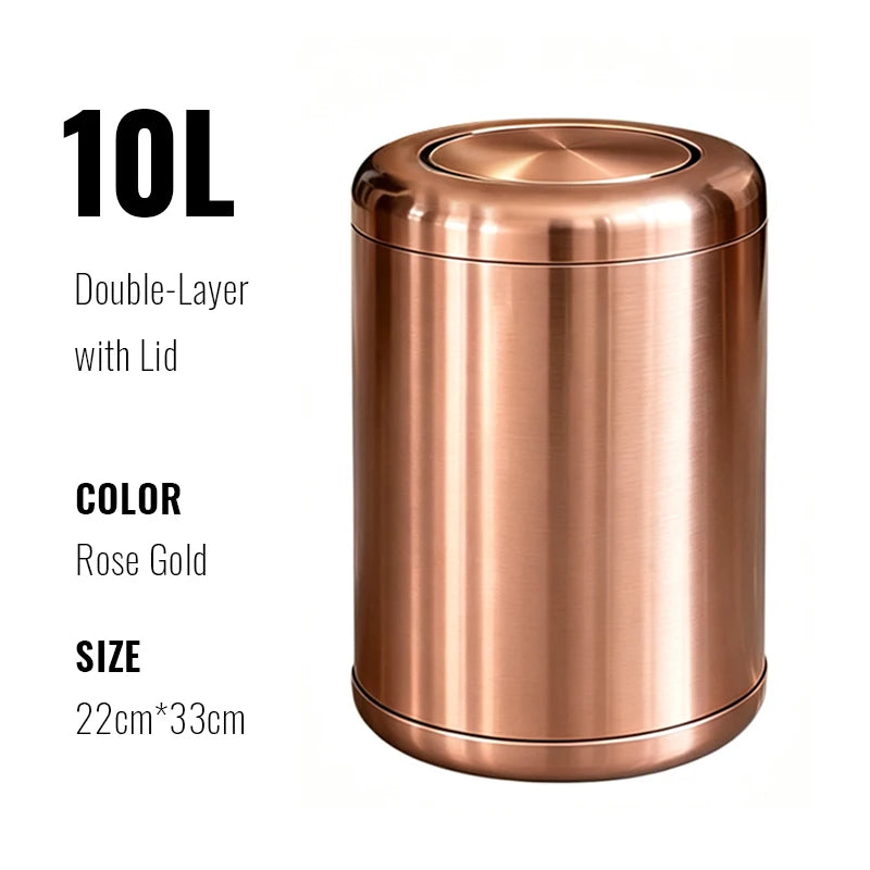 Poubelle de Salle de Bain Luxe Inox Double Couche 8 ou 10 Litres