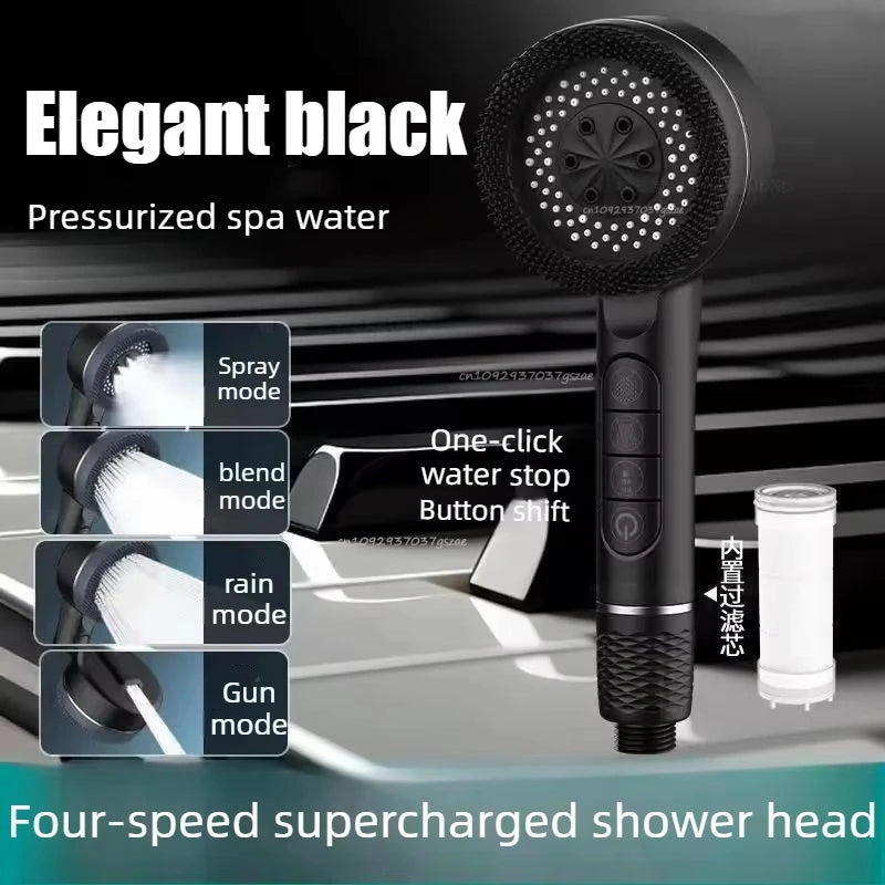 Pommeau de Douche Multifonction 4 Modes avec Filtre