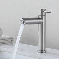Robinet Lave-Main Eau Froide Inox 304 Noir ou Brossé, 18 cm