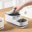 Distributeur de Savon Vaisselle avec Porte-Éponge, Noir ou Blanc, 14,5 cm
