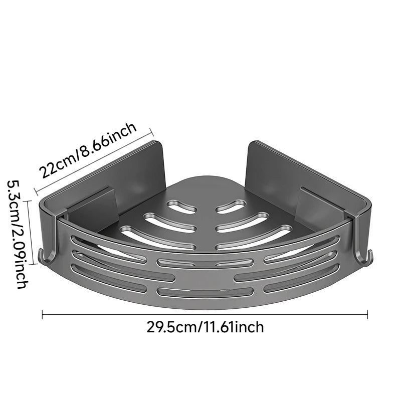 Étagère d'Angle Salle de Bain Autocollante Sans Perçage Noir, Gris ou Blanc