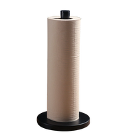 Porte-Essuie-Tout Noir en Métal sur Pied, Tige Haute 30 cm, Base Ronde