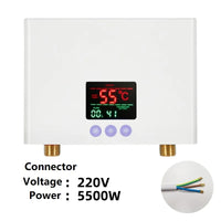 Chauffe-Eau Instantané Électrique Mural avec Télécommande, 3 000 ou 5 500 W