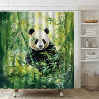 Rideau de Douche Panda 180x180 cm et Tapis Assortis à la Pièce