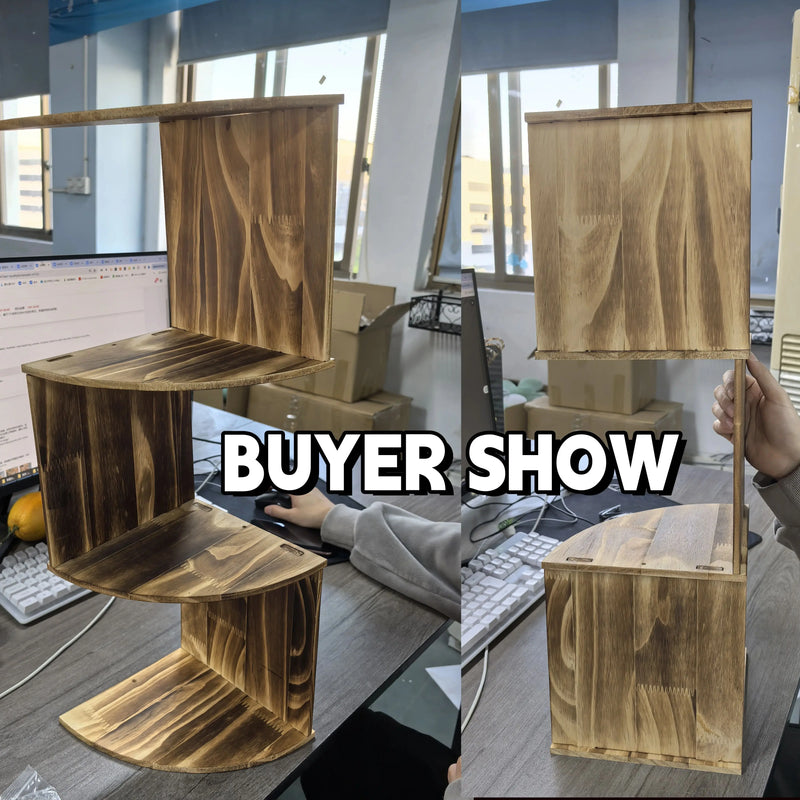 Étagère d'Angle Murale en Bois 2 ou 5 Niveaux, Bois Clair ou Foncé