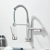 Robinet Cuisine Mural Eau Froide à Ressort Double Bec, 4 Finitions