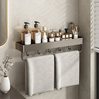 Étagère Salle de Bain Murale Aluminium Noir ou Gris, 30 ou 40 cm