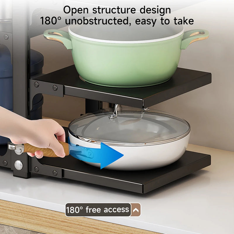 Rangement Sous Évier Casseroles Multi-Niveaux Réglable Noir