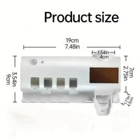 Porte-Brosse à Dents Mural 4 Places, Distributeur de Dentifrice et Lampe UV, Noir ou Blanc