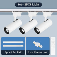 Spot LED sur Rail Dimmable, Kit 3 à 8 Spots 20 W avec Télécommande